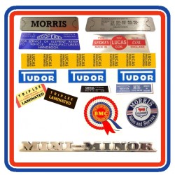 Morris Mini Mk1 850 1000 & Cooper Sticker Bundle 10 with boot badge