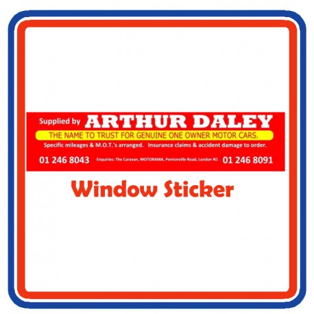 Arthur Daley Motorama Replica Self Cling Window Sticker