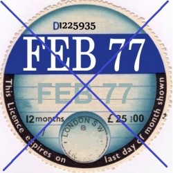 Blank Tax Disc February 1977